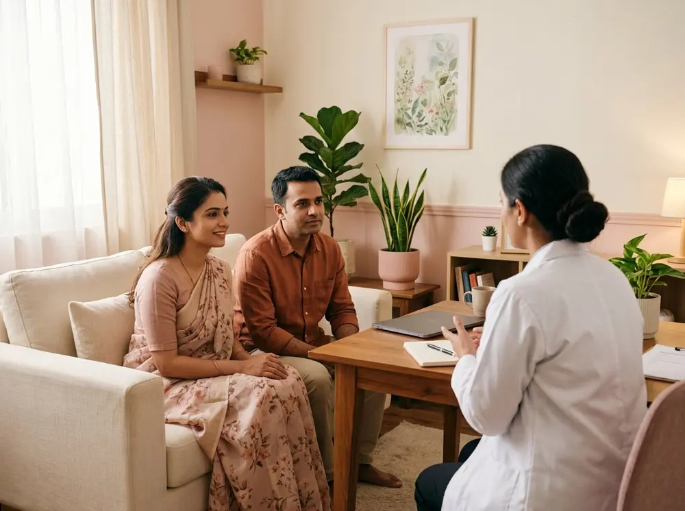 A couple in a consultation with a fertility doctor